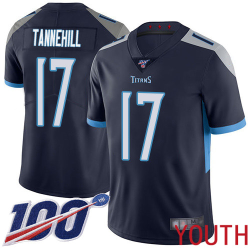 Tennessee Titans Limited Navy Blue Youth Ryan Tannehill Home Jersey NFL Football 17 100th Season Vapor Untouchable